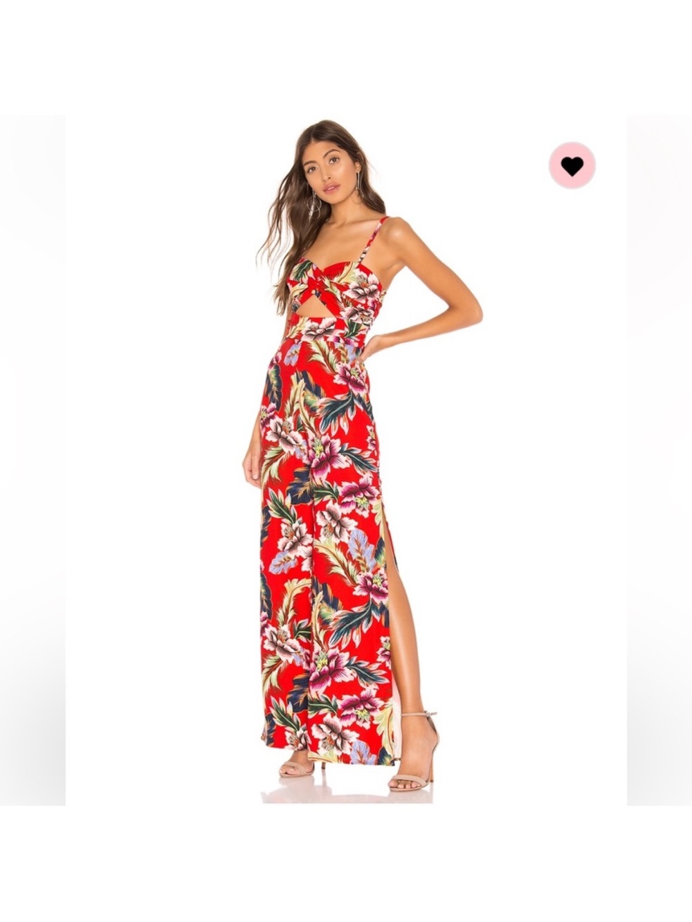 NBD x NAVEN Red Tropical Cutout Maxi Jumpsuit
